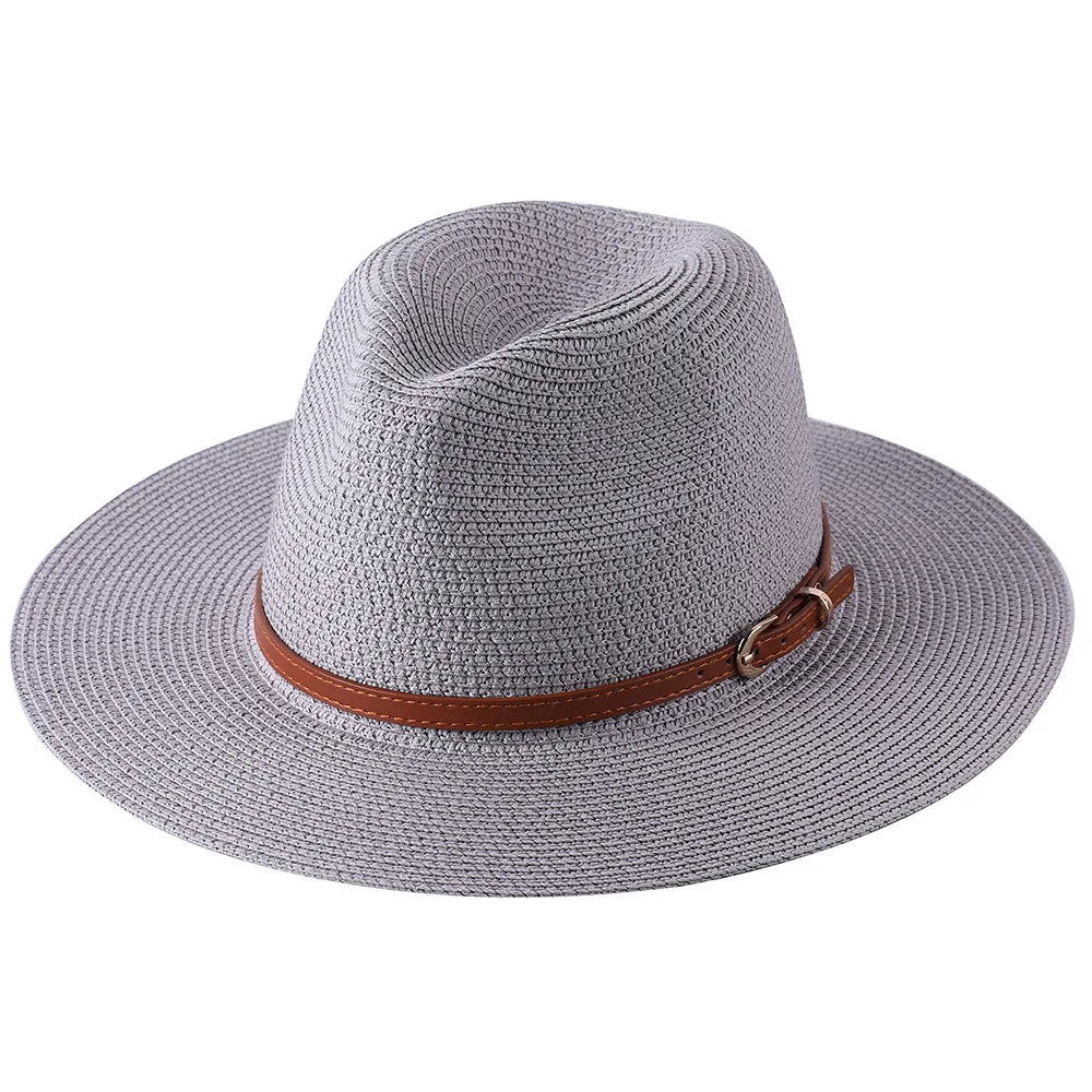 56-58-59-60CM New Natural Panama Soft Shaped Straw Hat Summer Women's/Men's Wide Brim Beach Sun Cap UV Protection Fedora Hat