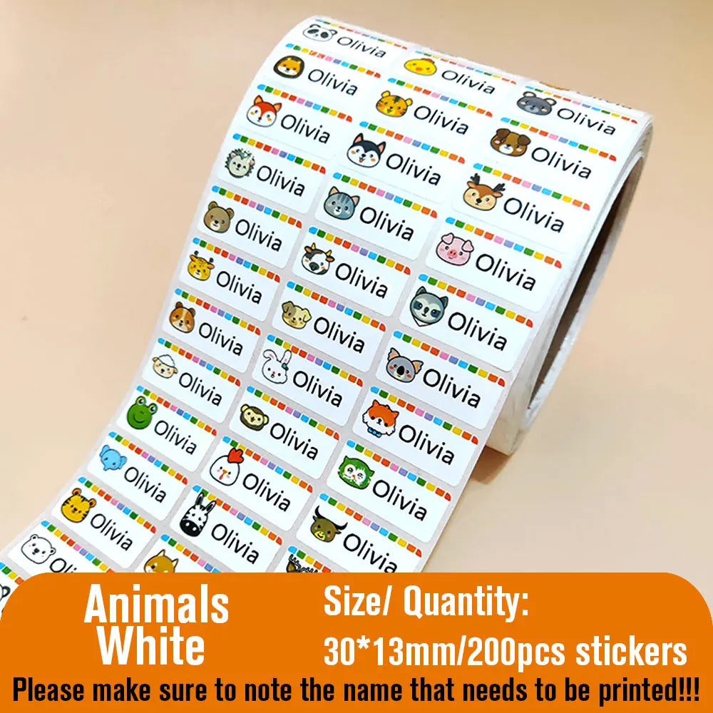 Custom Name Tag Sticker Waterproof Kawaii Stickers Decals Personalized First Name Label for Children School Stationery Bottle