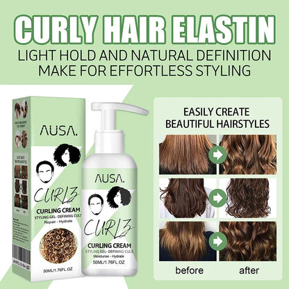 Crema para rizar el cabello de 50 ml, previene la rotura, antifrizz, elasticidad, loción potenciadora, moldeadora, suave, hidratante, cuidado del cabello