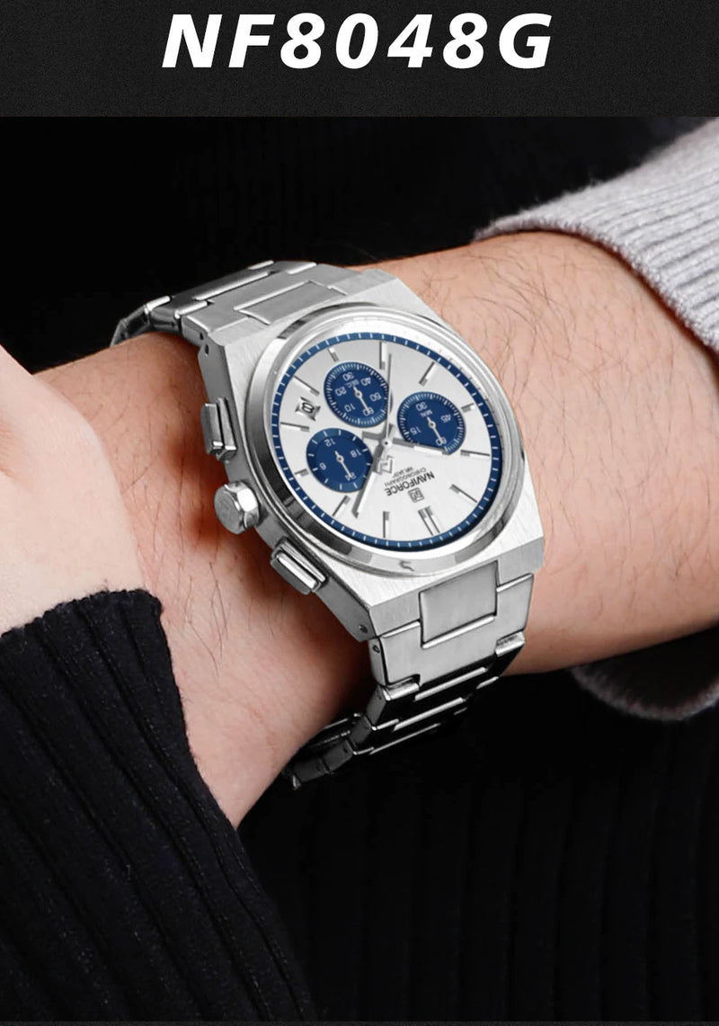 NAVIFORCE Men Casual Sport Quartz Calendar Wrist Watch for Man Business Steel Strap Waterproof Male Clock Relogio Masculino