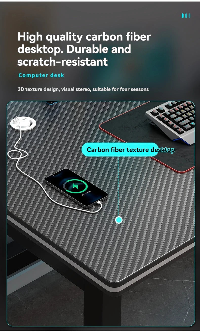 Computer desk, minimalist home gaming desk, small-sized carbon fiber patterned office desk, student study desk, bedroom desk