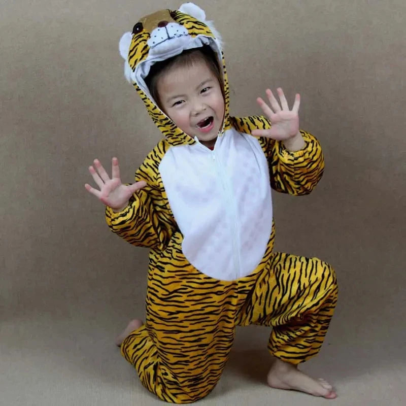 Umorden 2-8Y Toddler Kids Child Tiger Costume Jumpsuit Hoodie for Boys Girls Animal Themed Party Fancy Dress
