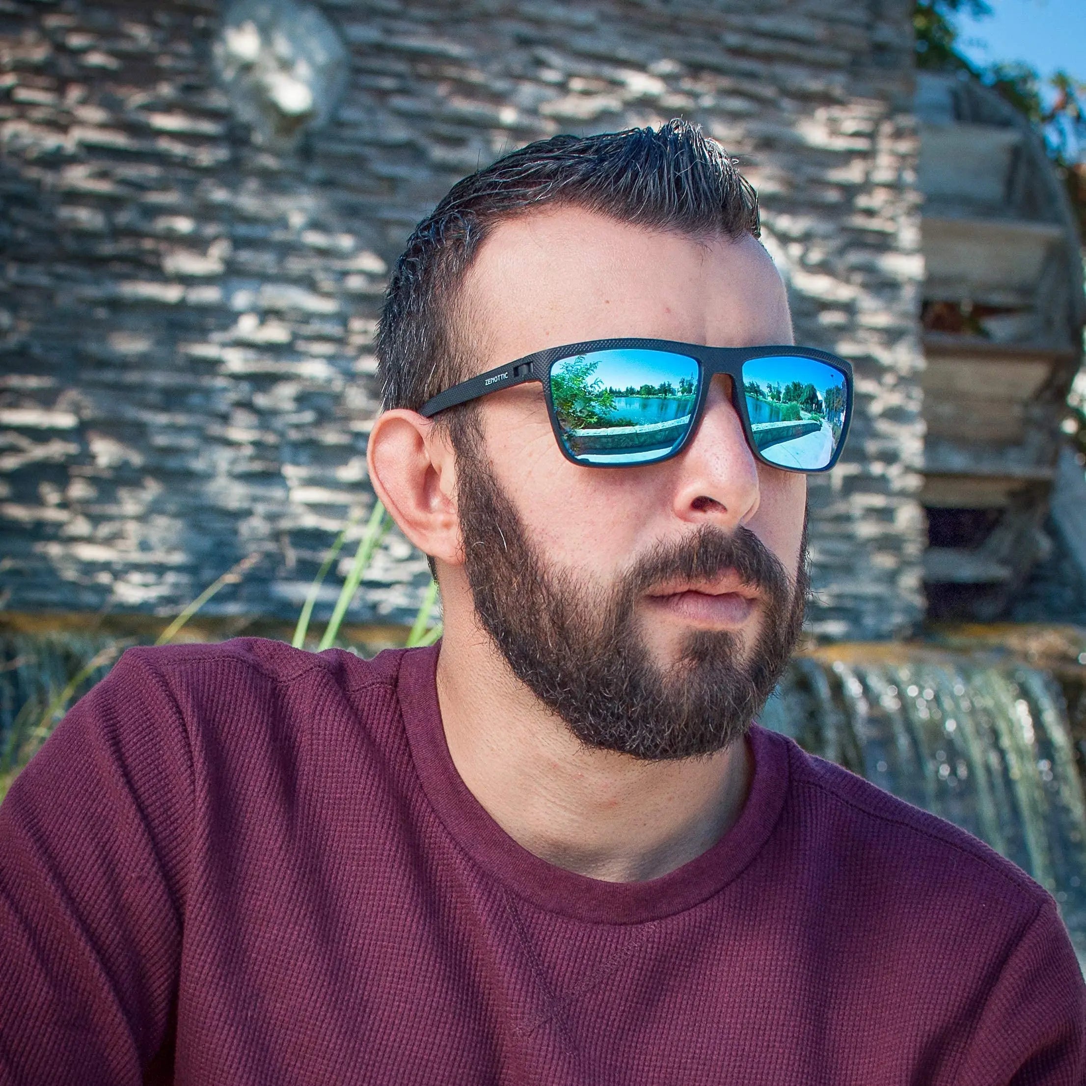 ZENOTTIC Polarized Sunglasses for Men Shades Lightweight TR90 Frame UV400 Protection Square Outdoor Travel Driving Sun Glasses