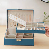 Portable Jewelry Box Jewelry Organizer Display Travel Jewelry Case Boxes Button Leather Storage Zipper Jewelers Display Holder