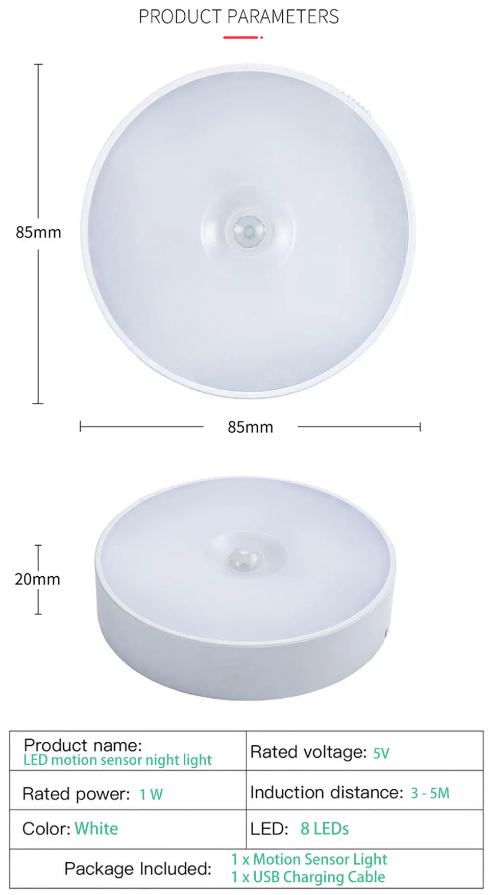Luz Noturna LED com Sensor de Movimento e Recarregável via USB – Ideal para Cozinha, Quarto, Escadas, Corredor, Armário e Guarda-Roupa