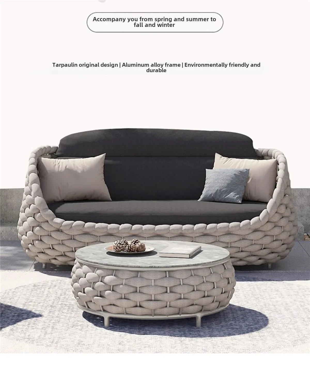 Outdoor Seat Outdoor Rattan Sofa Courtyard Combination Double Chair Leisure Terrace Villa Living Room Balcony Furniture Home