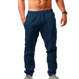Pantalones casuales para hombre, primavera verano, con cordón, sólidos, de talla grande, transpirables y deportivos. 