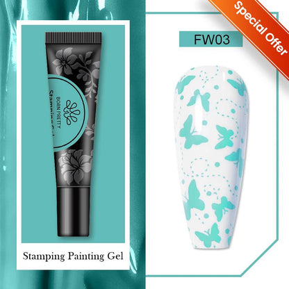 BORN PRETTY 1 Bottle 8ml Stamping Gel Polish Black White Gold Silver Nail Stamping Gel Printing Polish Soak Off Gel Varnish