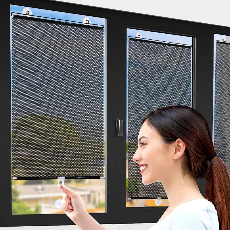 Persianas enrollables universales, parasol con ventosa, cortina opaca para coche, dormitorio, cocina, oficina, ventana, cortinas parasol sin clavos