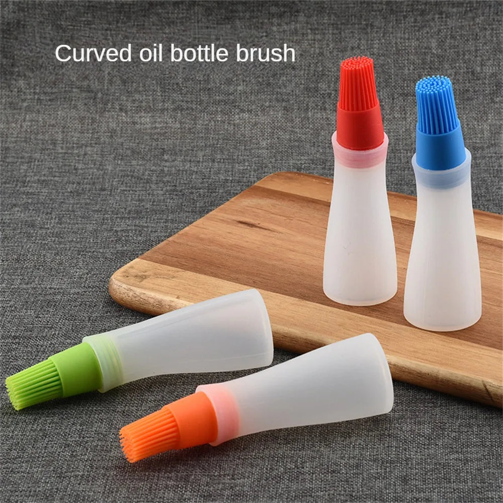 Garrafa de óleo de silicone escova dispensador de óleo garrafa com escova de churrasco resistente a altas temperaturas escova de alinhavo cozinha ferramentas para churrasco