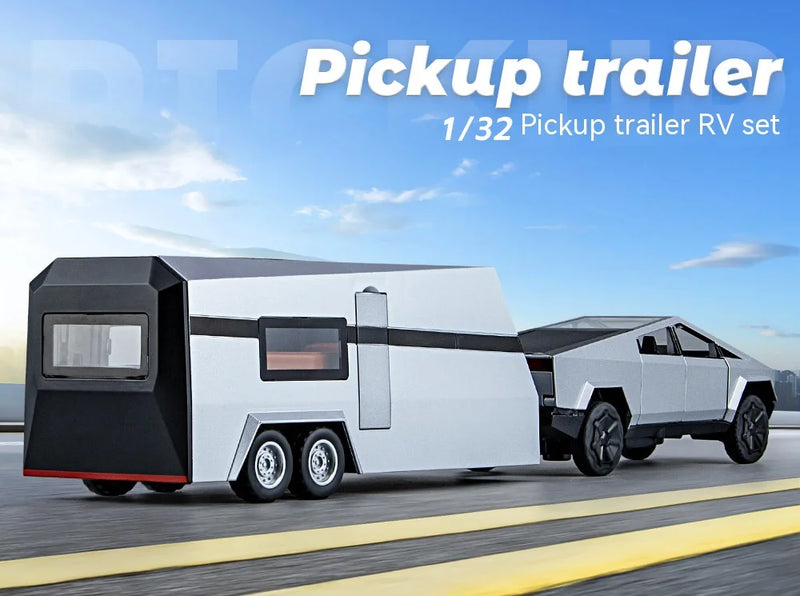 1:32 Toy Trucks for Boys Cybertruck Model Silver Pickup Truck Diecast Metal Toy Cars with Sound and Light for Kids Age 3 Year