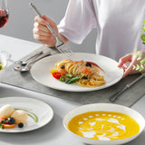 MALACASA Nori 16/32-Piece Nordic European White Bone China Tableware Set with Bowl, Dinner, Dessert, & Soup Plate Set for 4/8 people