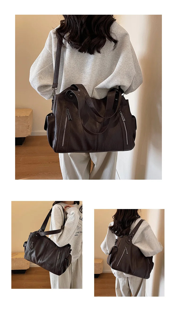 Soft Interior Compartment Shoulder Bags 2026 High Quality Contrasting Colors Bags for Women Fashion Zipper Pu Women's Handbags
