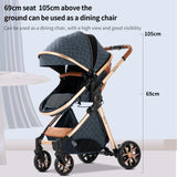 Cochecito de bebé ligero 3 en 1, sistema de viaje de lujo con asiento ajustable, capota y mosquitera para recién nacidos.