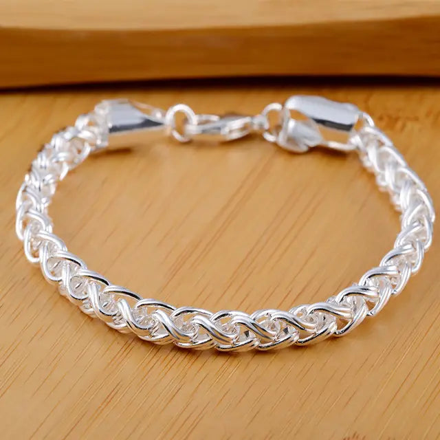 925 Sterling Silver Chain Bracelets for Men Women Braided Rope Male Fashion Jewelry High Quality New 4mm 