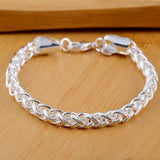 925 Sterling Silver Chain Bracelets for Men Women Braided Rope Male Fashion Jewelry High Quality New 4mm 