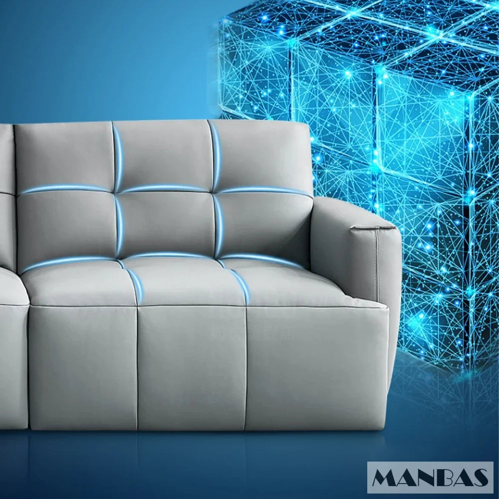 MINGDIBAO Electric Convertible Sofa Bed Italian Genuine Leather Sleeper Couch Multifunction Folding Sofas Beds for Cinema Room