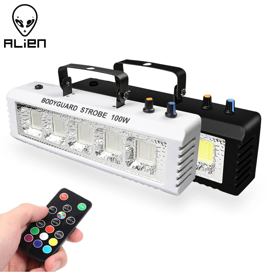 Luces estroboscópicas ALIEN RGB blancas para DJ, discoteca, 40 W, 60 W, 80 W y 100 W, con control remoto, sonido flash, para fiestas, bodas, vacaciones, escenarios.