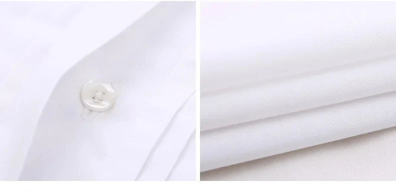 Camisa clásica de vestir para hombre con puños franceses, corte estándar, manga larga, para bodas, fiestas, oficina, trabajo, color blanco
