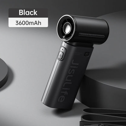 JISULIFE Handheld Turbo Fan,Super Strong Wind,5 Speeds,Long Battery Life,5000mAh,USB Rechargeable,Multipurpose Pocket fan