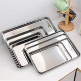Rectangle Steamed Sausage Noodles Storage Trays Stainless Steel Fruit Dish Restaurant Hotel Kitchen Pastry Food Baking Plates