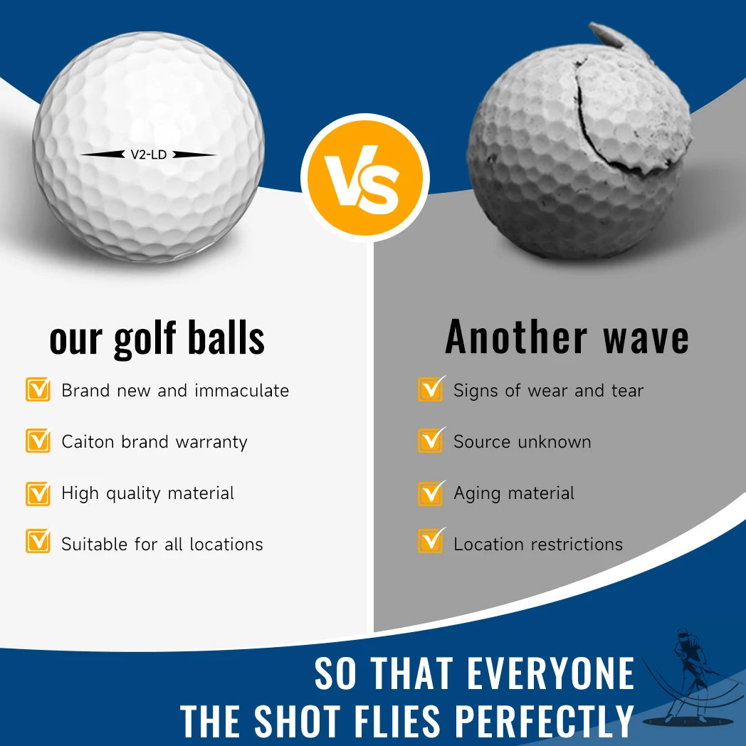Caiton 50pcs 2-Layer Golf Balls - 332 Dimple, Max Distance, Spin Control, Durable, Precision - For Golf Training & Play