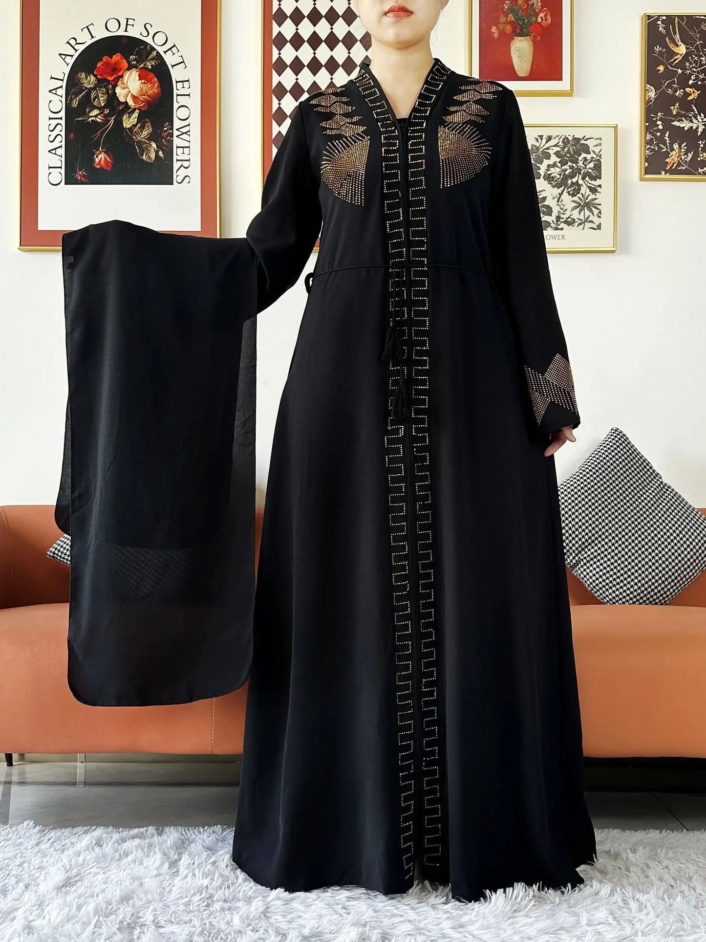 Vestido elegante de gasa para mujer, abaya abierta con cremallera, ropa musulmana, cárdigan islámico, abaya, nuevo