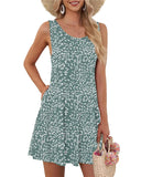 9XL Plus Size Women's Casual Holiday Dress Summer Sleeveless Loose Sundress Floral Print Dresses Women Vest Pockets Beach Dress