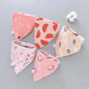 5pcs Baby Bibs Waterproof Pure Cotton Bilayer Saliva Towel Triangle Scarf Newborn Boys Girls Absorbent Cloth Bib Saliva Scarf
