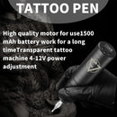 Máquina de tatuaje inalámbrica, batería de 1500 mAh, duración de batería de 6 horas, pluma de tatuaje, máquina de tatuaje, máquinas de maquillaje permanente, suministros para tatuajes