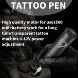 Wireless Tattoo Machine 1500mah Battery 6 Hours Battery Life Tattoo Pen Tattoo Machine permanent makeup machines tattoo supplies