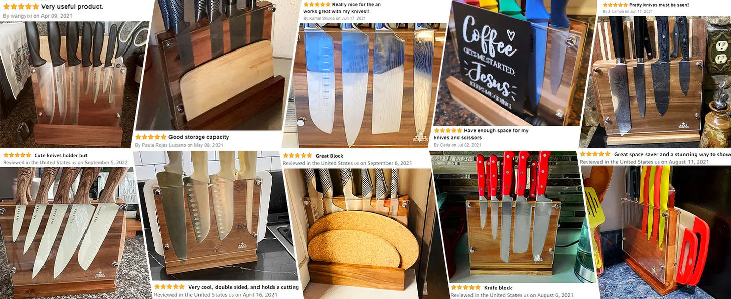 Magnetic Knife Holder With Acrylic Shield Double Side Knife Block Multifunction Storage Knife Stand for Kitchen Cutlery Display