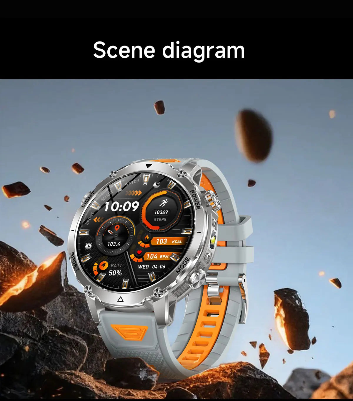 New 1400mAh Big Battery Smart Watch Men Outdoor GPS Flashlight IP68 Waterproof Bluetooth Call AMOLED Military Sports Smartwatch