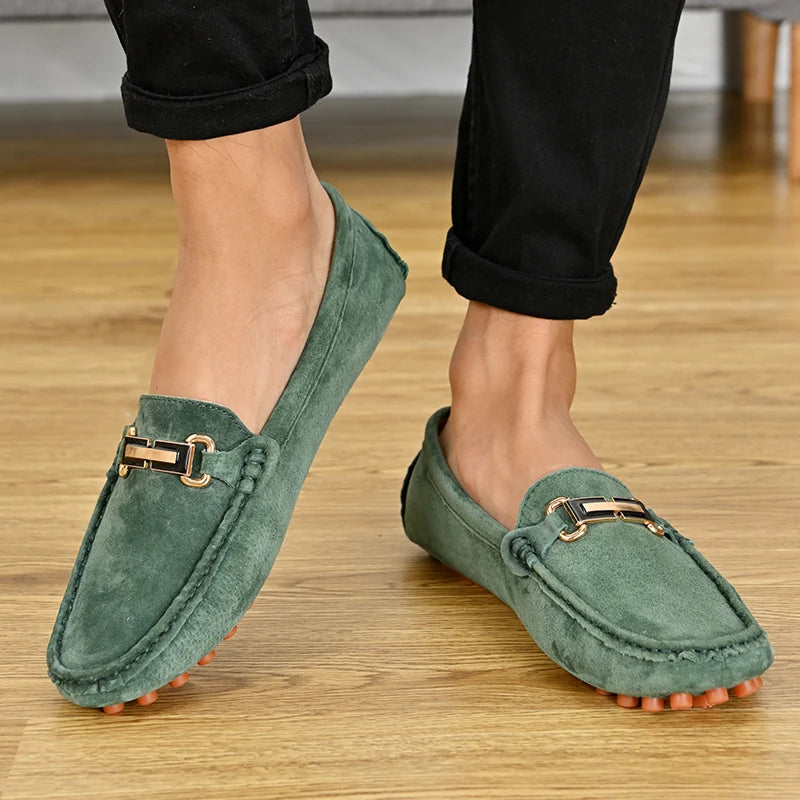 YRZL Men's Loafers Big Size 48 Soft Driving Moccasins High Quality Flats Genuine Leather Slip-on Suede Loafers for Men