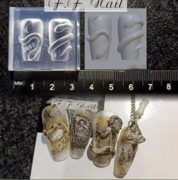 1pc  Snake Flamingo Jellyfish Dragon Dtream 3D Acrylic Mold  Nail Art DIY  Silicone  Nail Art Templates Nails Mold