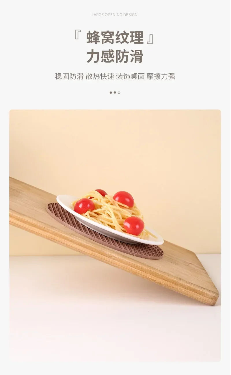 Silicone Round Teacup Mat Table Insulation Mat Dish Non-slip Placemat High Temperature Light Luxury Anti-scalding Casserole Mat