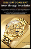 OLEVS Men's Watches Top Brand Luxury Original Waterproof Quartz Watch for Man Gold Skeleton Style 24 Hour Day Night New