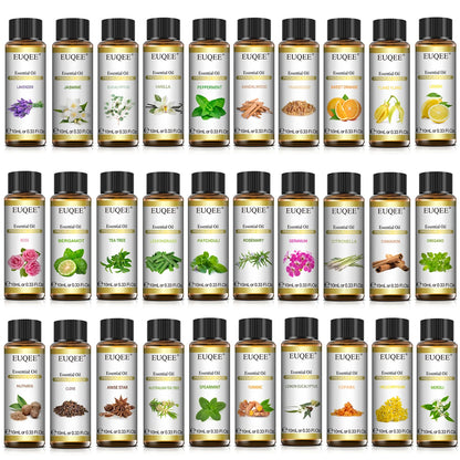 EUQEE 10ml Pure Natural Essential Oil Blue Tansy Cardamom Lime Palo Santo Honeysuckle Eucalyptus Patchouli Citronella Aroma Oil