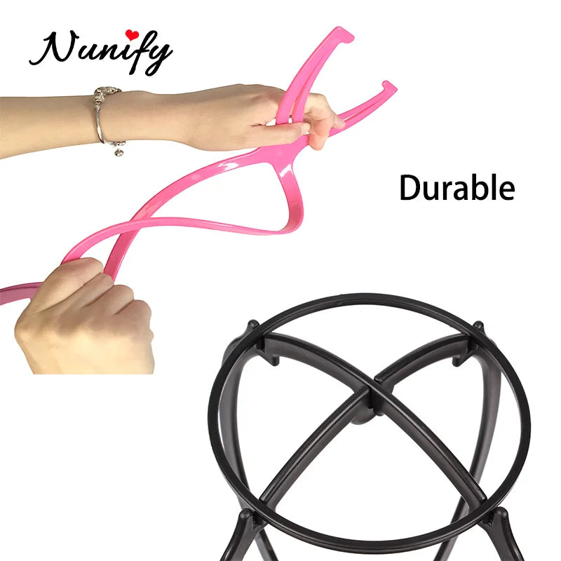 Nunify suporte de peruca de plástico portátil suporte de cabeça de peruca preto rosa suporte de pendurar durável ferramentas de exibição de cabelo acessórios de peruca