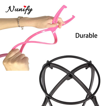 Nunify suporte de peruca de plástico portátil suporte de cabeça de peruca preto rosa suporte de pendurar durável ferramentas de exibição de cabelo acessórios de peruca