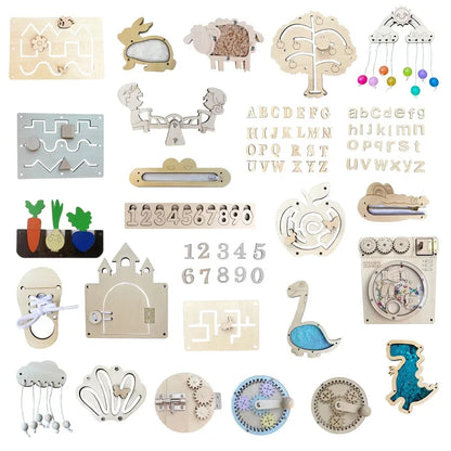 Montessori Busy Board DIY Clock Toy Baby Sensory Toys Busyboard Cognitive Activity Board Accessories For Children Gift