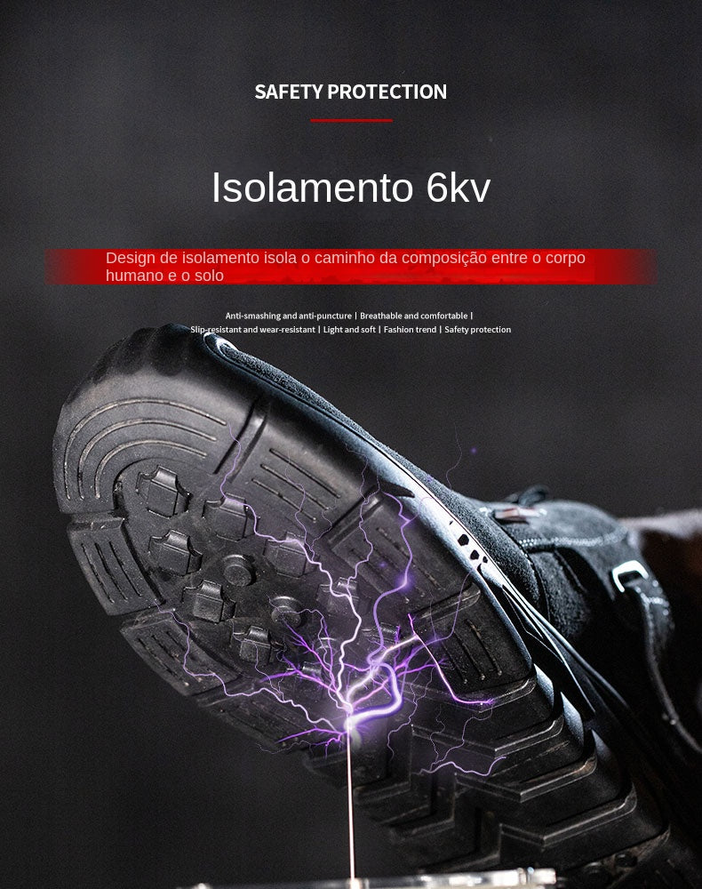 Genuine Leather Cow Suede Safety Work Shoes For Men Composite Head Anti Nail Anti Static Welding Shoes Indestructible Boots