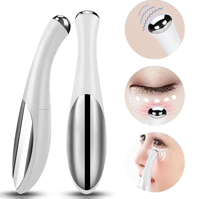 Masajeador eléctrico portátil para ojos, pequeño, para belleza facial y cuidado de ojos, con fuente de alimentación de batería seca, ligero y portátil.