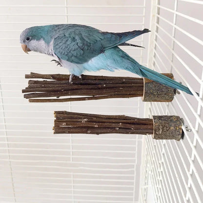 Natural Apple Tree Wood Pet Parrot Raw Wood Fork Tree Branch Stand Rack Squirrel Bird Hamster Branch Perches Chew Bite Toys