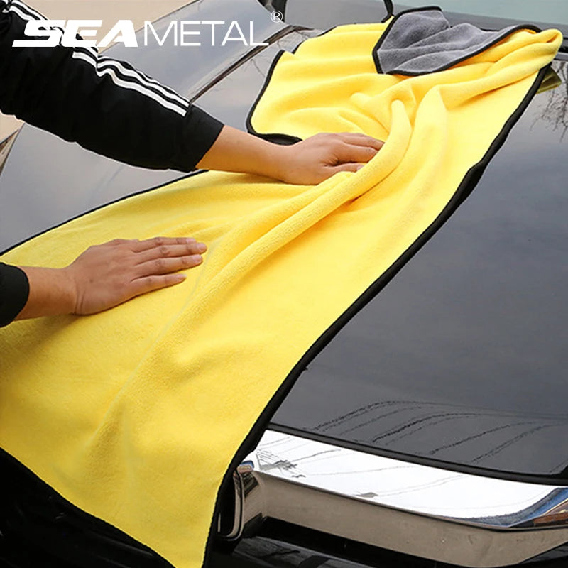 Seametal toalha de lavagem de carro de microfibra 400gsm dupla face coral veludo toalhas limpas alta absorção de água pano de secagem de lavagem de carro