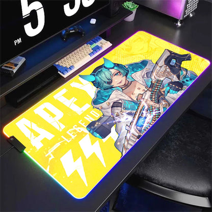 Apex Legend Luminescence Mousepad Desk Protector Anime Accessorie Rgb Mouse Pad Keyboard Computer Gamer Table Backlit Mat Gaming