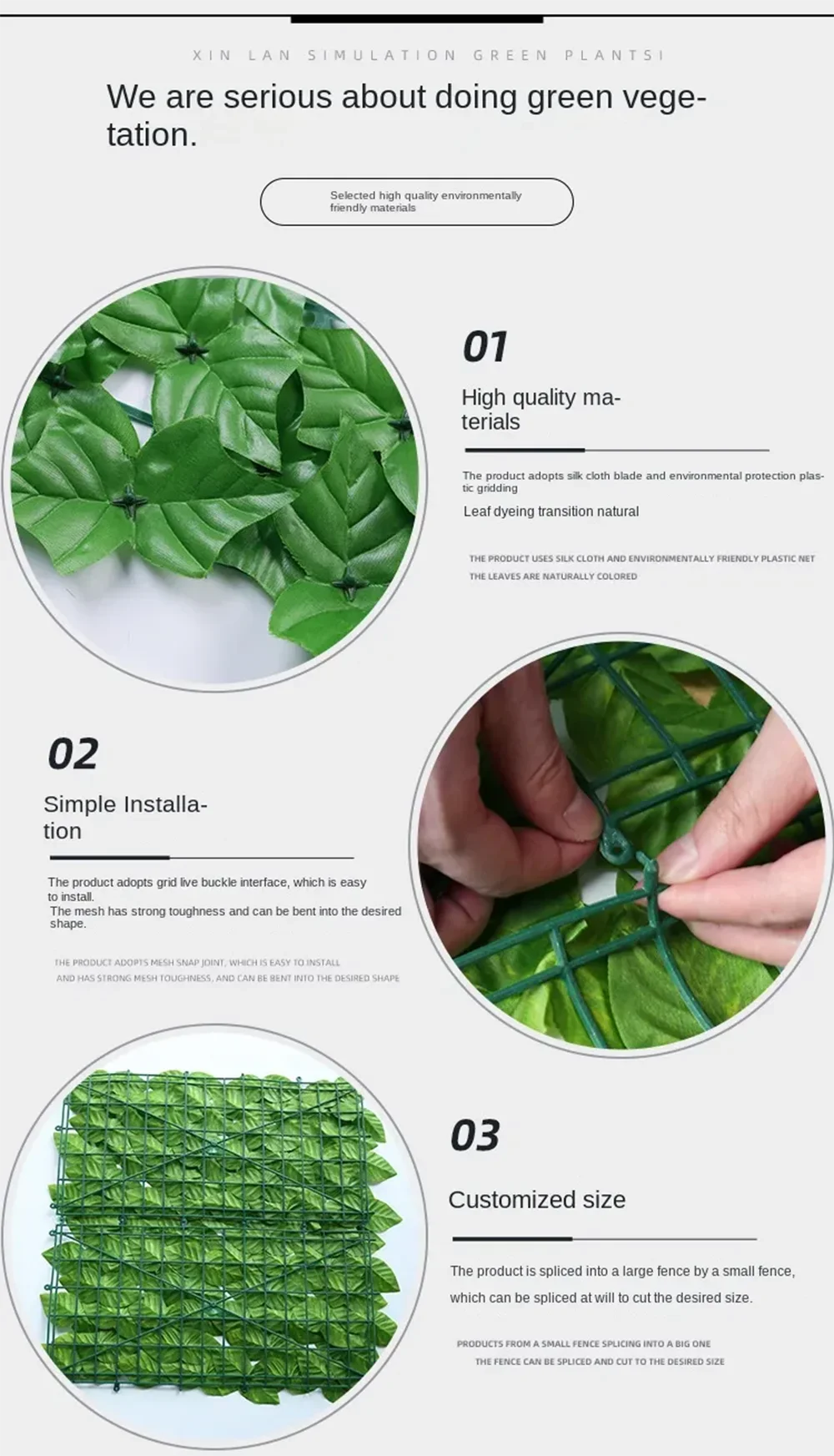 Artificial Ivy Hedge Green Leaf Fence Panels Faux Privacy Fence Screen for Home Outdoor Garden Balcony Decoration