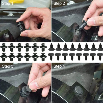 190 clips de retención para coche, 6 tamaños, kit de clips de plástico para automoción, clips para panel de moldura, remaches para parachoques de carrocería.