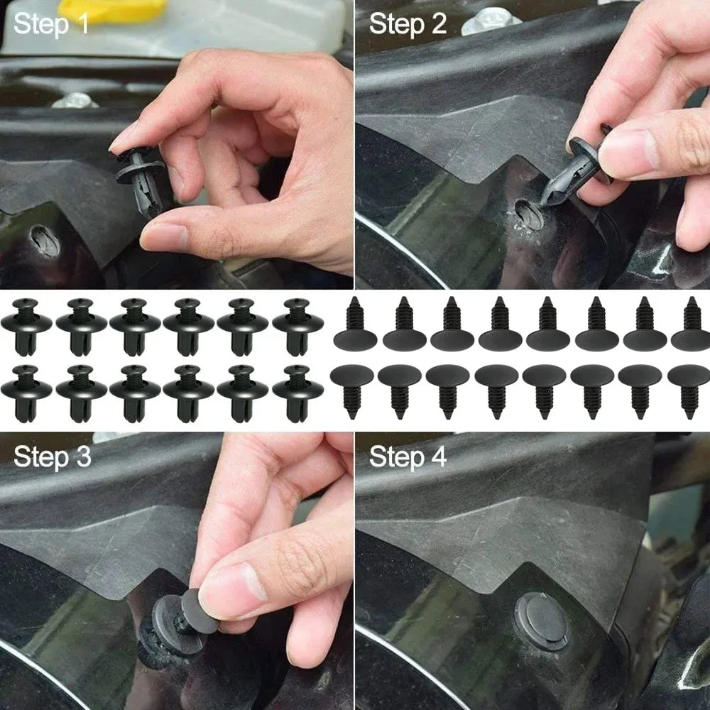 190 clips de retención para coche, 6 tamaños, kit de clips de plástico para automoción, clips para panel de moldura, remaches para parachoques de carrocería.