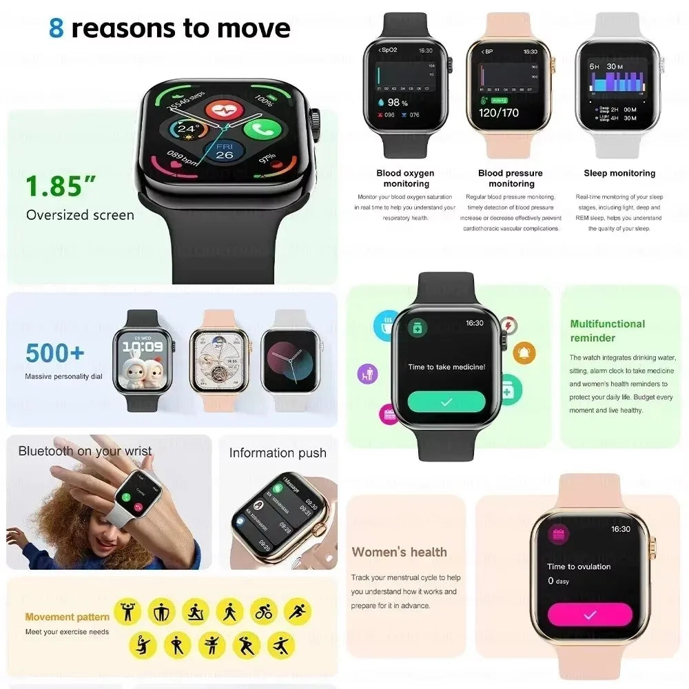 NEW Smart Watch Series 10 HD Screen Custom Dial Wireless Charging Men BT Call NFC Women Sport GPS Smartwatch For IOS Android
